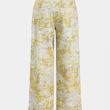Abstracte Print Denim Knop Pocket Wijde Pantalon