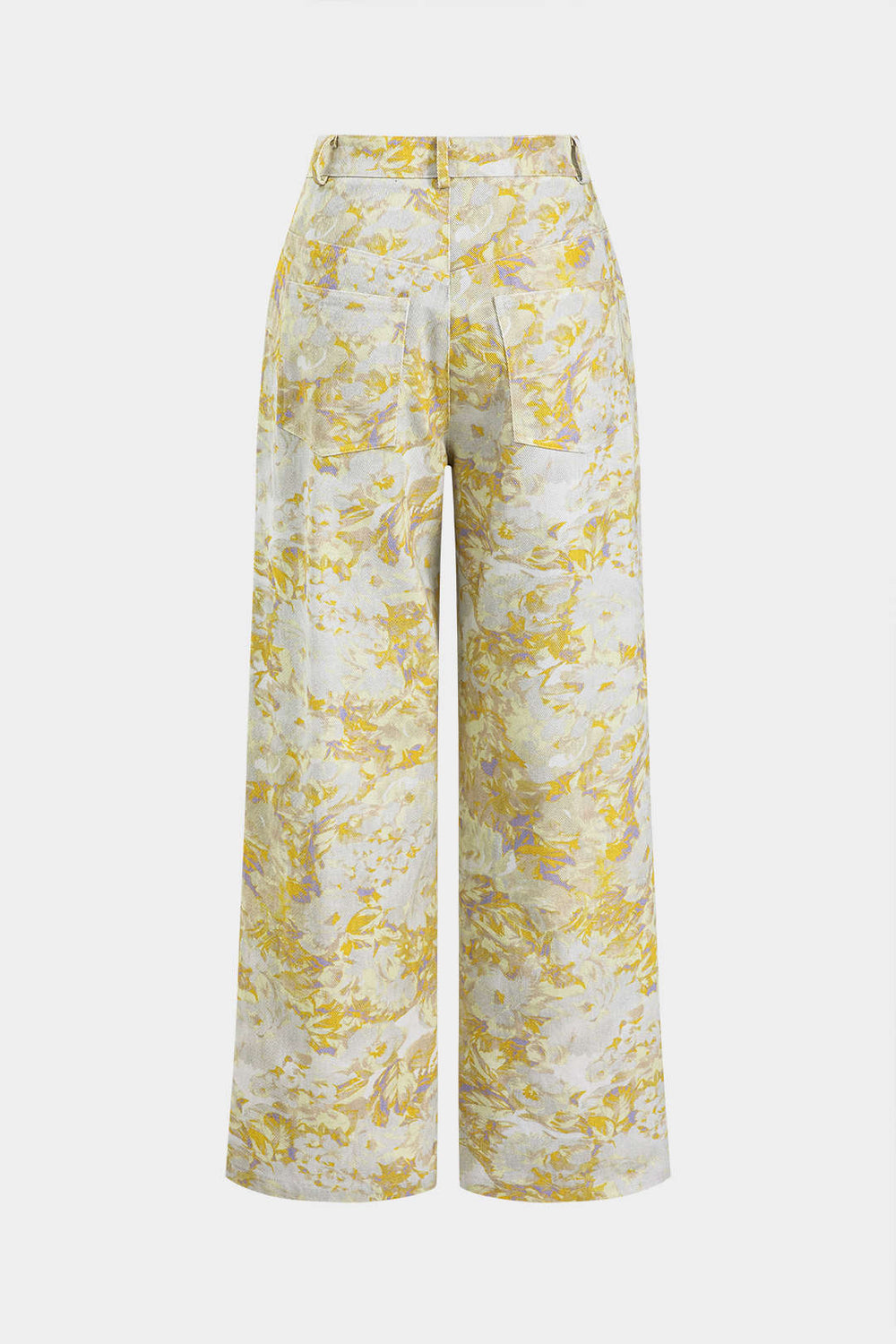 Abstracte Print Denim Knop Pocket Wijde Pantalon
