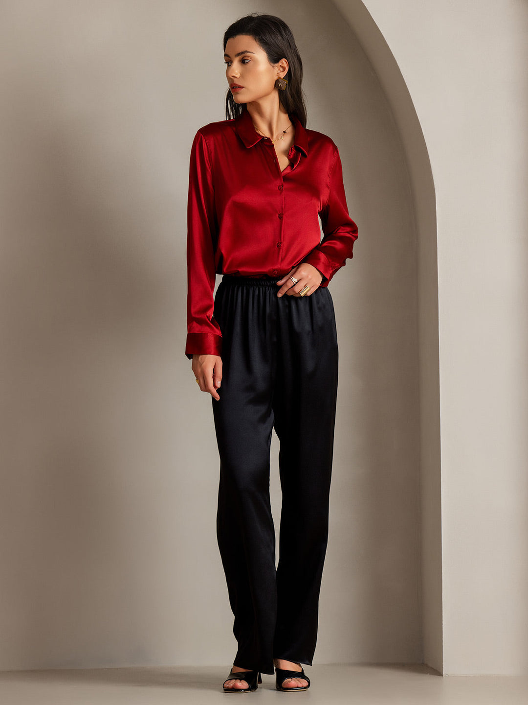 Clemence - Moderne Militaire Chic Dames Overhemd met Revers