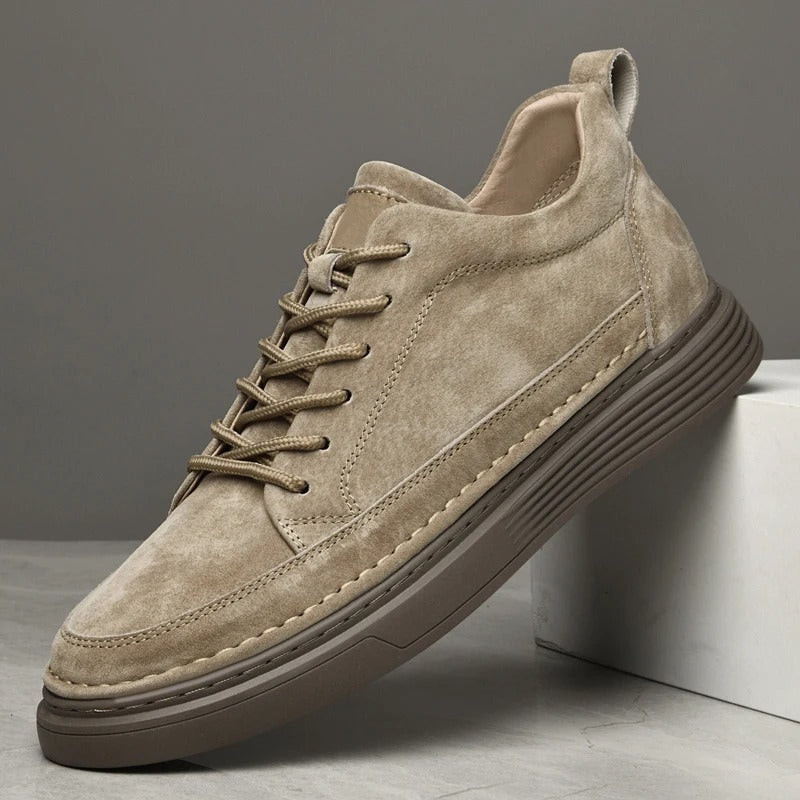 Heren Casual Veterschoenen met Contrast Zool en Verhoogde Stiksels
