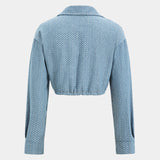 Denim Lange Mouwen Trekkoord Top En Jeans Set