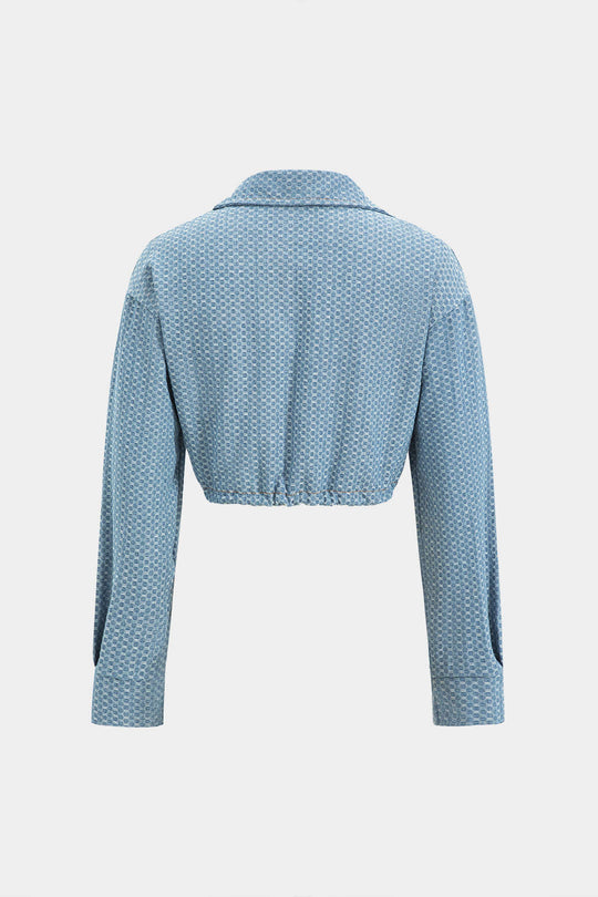 Denim Lange Mouwen Trekkoord Top En Jeans Set