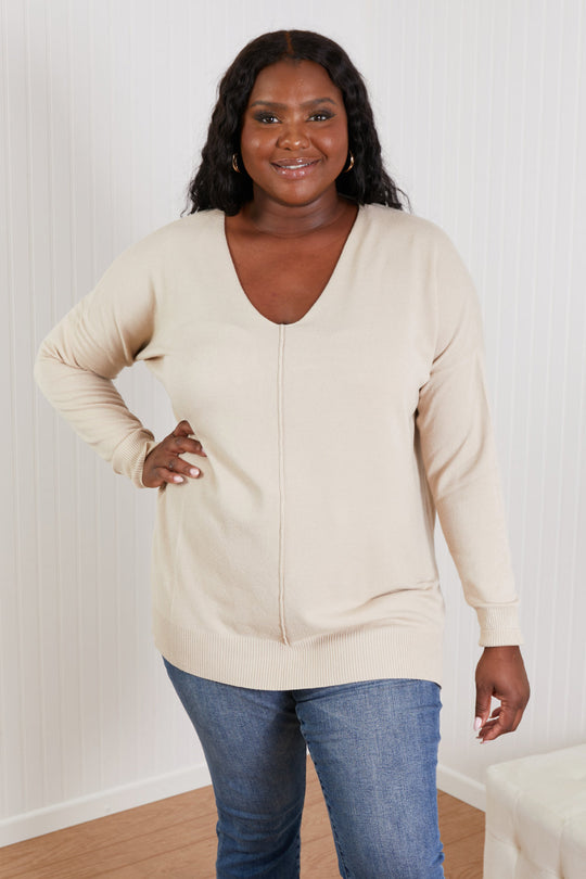 Dames Tuniek Sweater | Met V-Hals en High-Low Design | Comfortabele Lange Trui met Zijsplit
