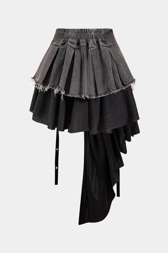 Denim Hoge Taille Patchwork Rok