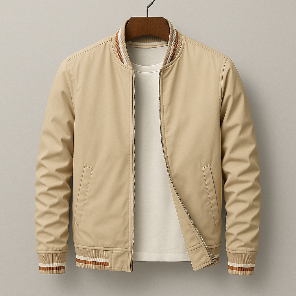 Heren Zip-Up Lichtgewicht Bomberjack | Geribbelde Afwerking | Casual & Stijlvol