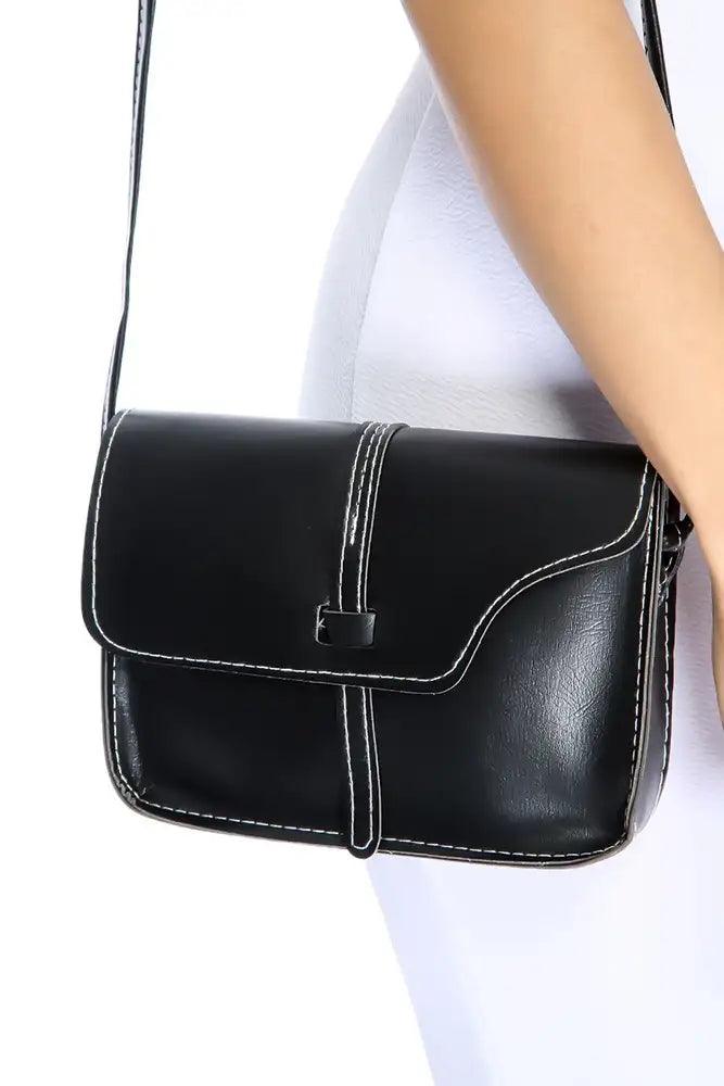 Zwarte Verstelbare Schouderband Mini Nepleren Handtas – Compact & Stijlvol