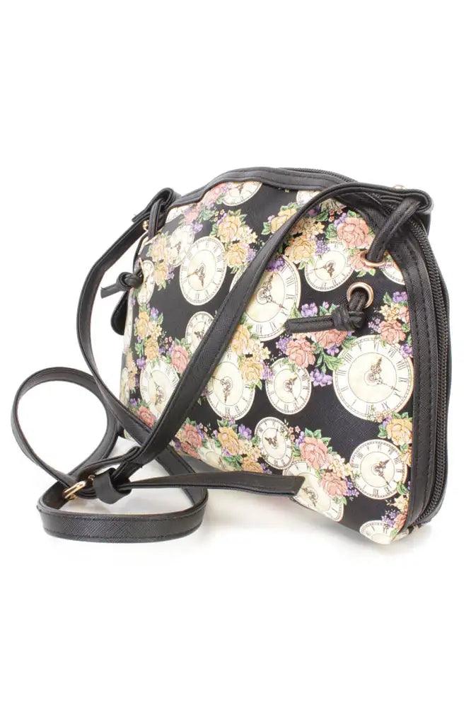 Zwarte Klokprint Mini Nepleren Handtas – Tijdloos en Trendy