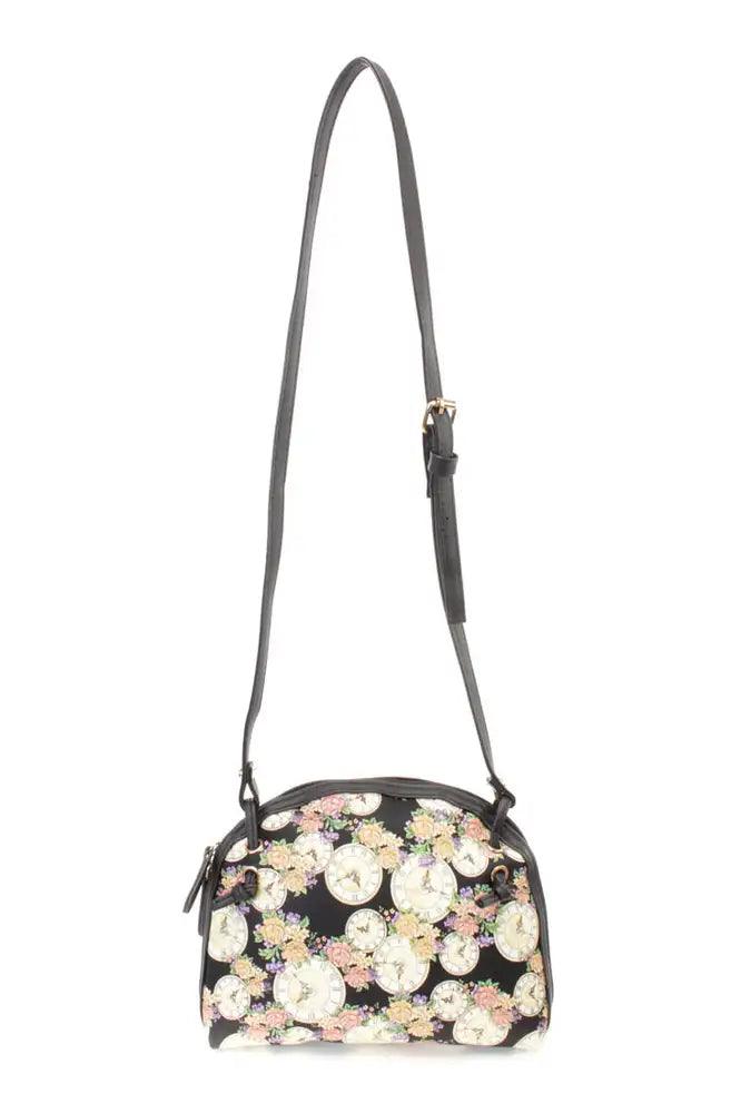 Zwarte Klokprint Mini Nepleren Handtas – Tijdloos en Trendy