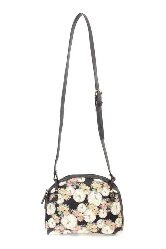 Zwarte Klokprint Mini Nepleren Handtas – Tijdloos en Trendy