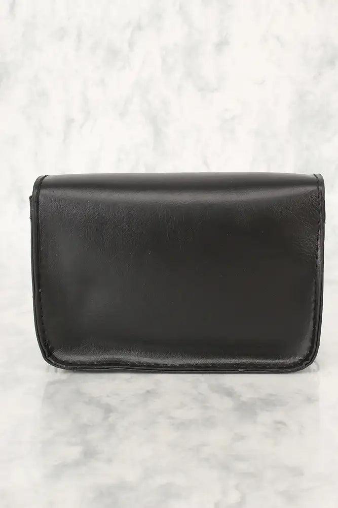 Zwarte Faux Leren Handtas met Druksluiting en Ketting Schouderband