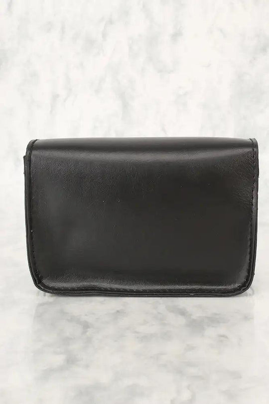 Zwarte Faux Leren Handtas met Druksluiting en Ketting Schouderband