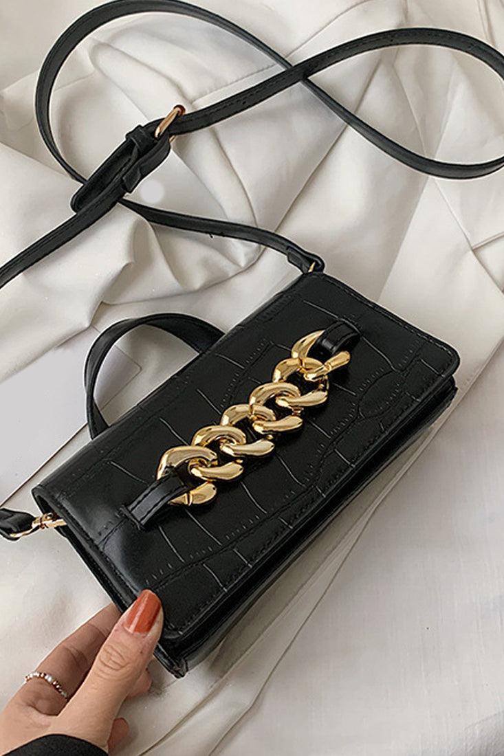 Zwarte Gouden Ketting Accent Schoudertas