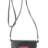 Zwarte Clutch/Handtas met Hoed- en Snorprint – Stijlvol en Opvallend