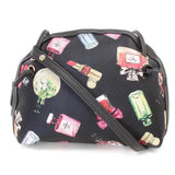 Zwarte Parfumprint Mini Nepleren Handtas – Elegant met een Knipoog
