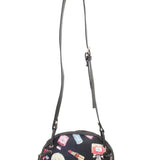 Zwarte Parfumprint Mini Nepleren Handtas – Elegant met een Knipoog