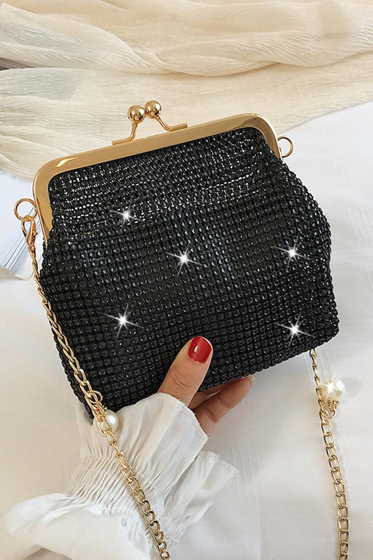 Zwarte Rhinestones Ketting Strap Handtas