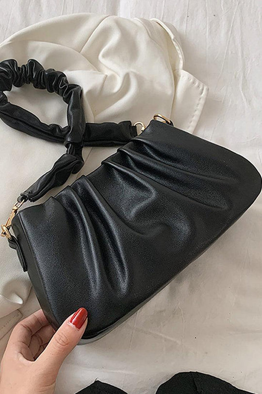 Zwarte Gerimpelde Crossbody Tas