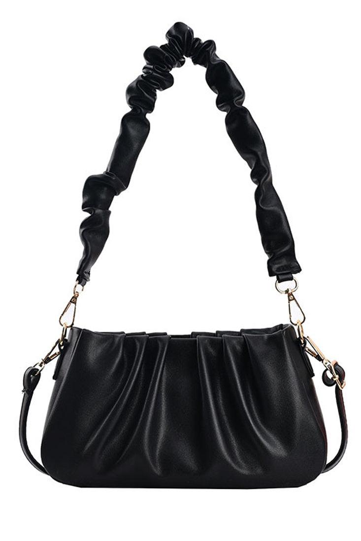 Zwarte Gerimpelde Crossbody Tas