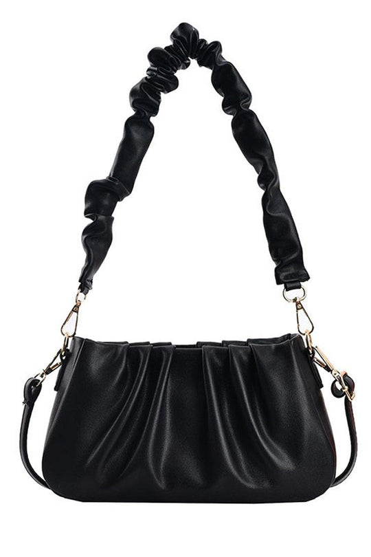 Zwarte Gerimpelde Crossbody Tas