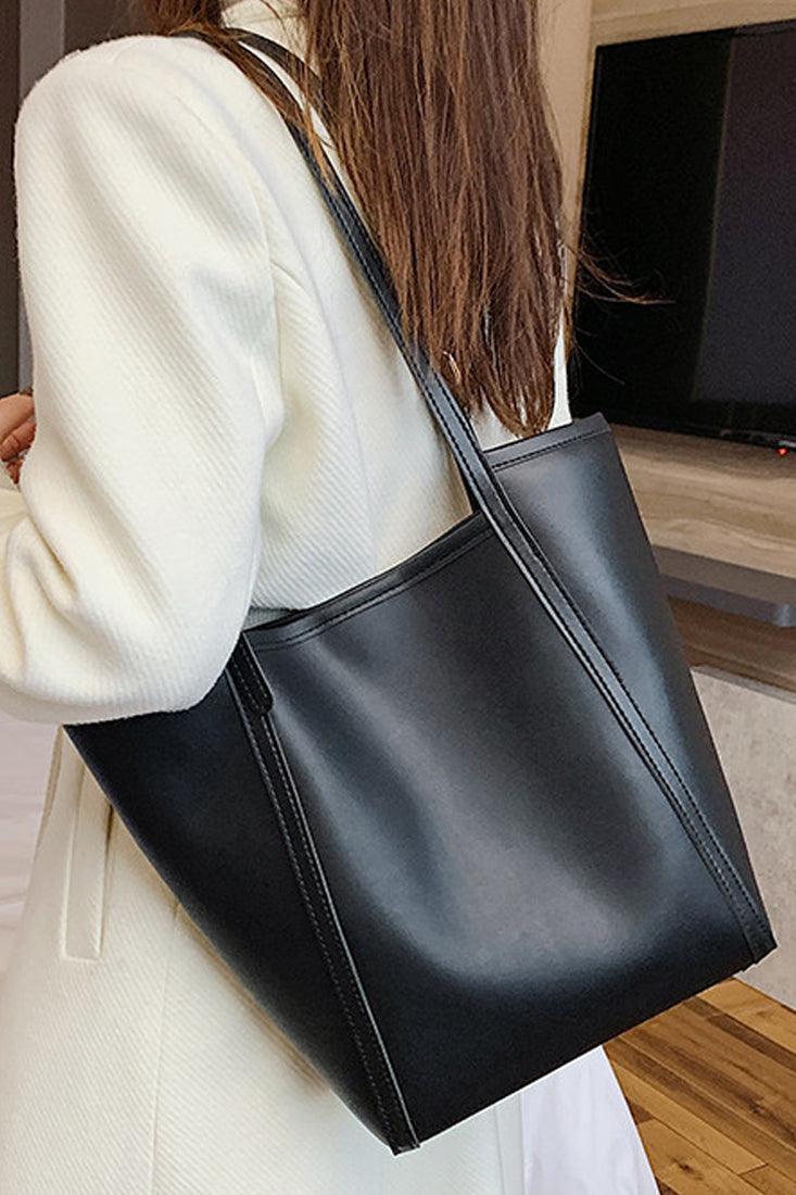 Beige Tote Schoudertas/Handtas met Schouderriem