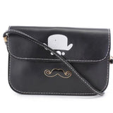 Zwarte Hoge Hoed Snor Hanger Nep Leer Clutch
