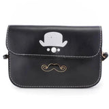Zwarte Hoge Hoed Snor Hanger Nep Leer Clutch