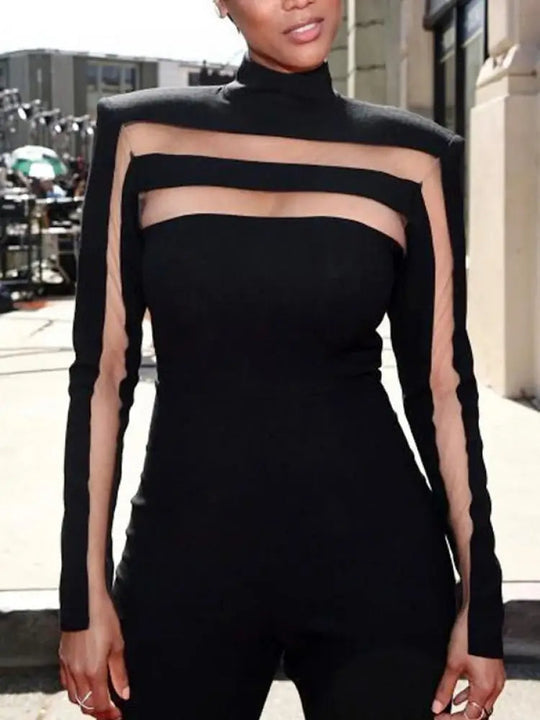 Elin - Stijlvol & Sexy Hoog Hals Mesh Split T-shirt