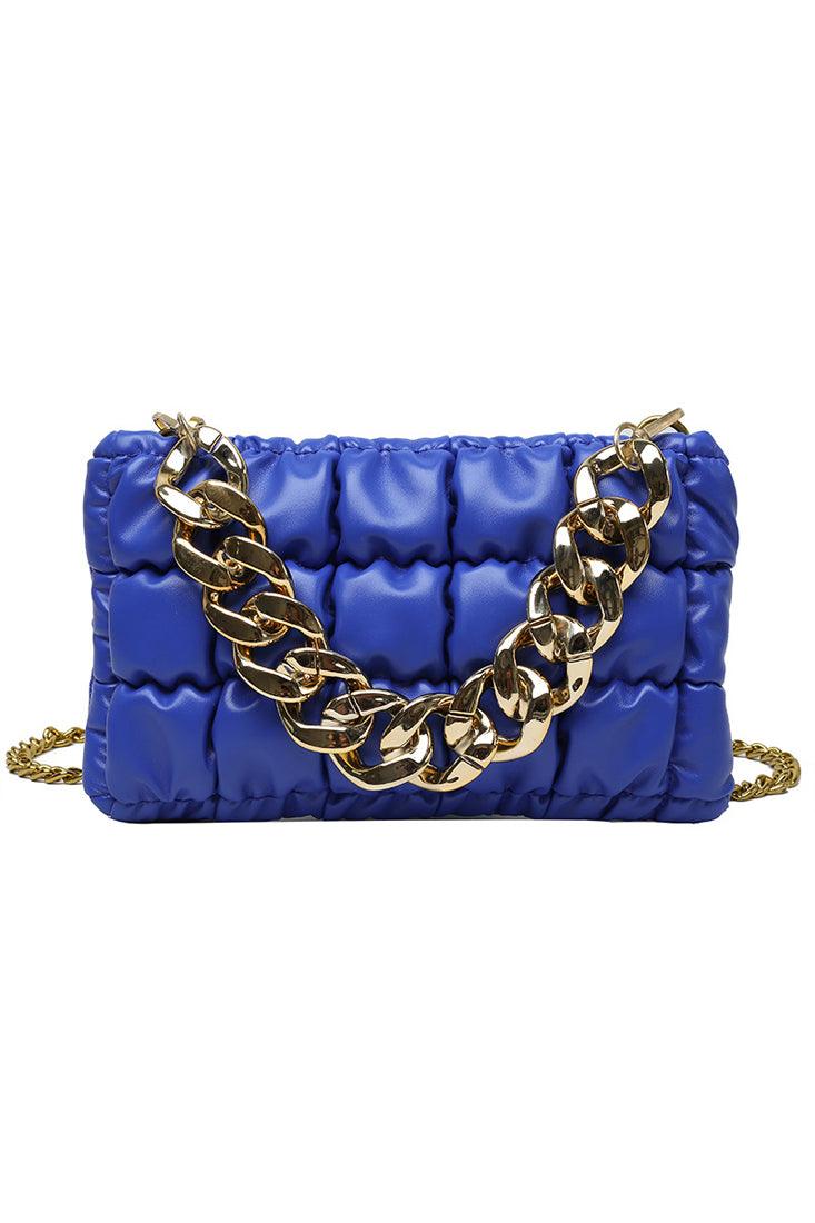 Blauwe Gouden Gequiltte Kettinghandtas
