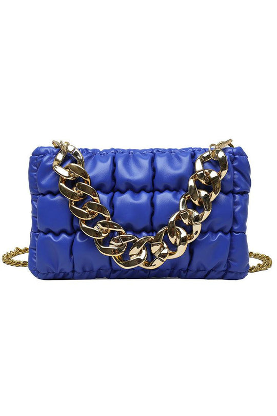 Blauwe Gouden Gequiltte Kettinghandtas