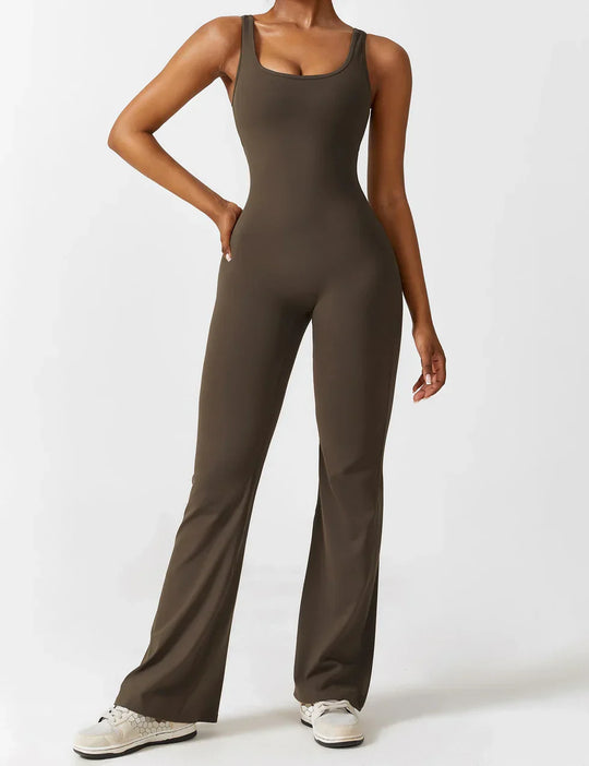 Dames Flared Jumpsuit met V-Rug – Shaping & Comfort voor Elke Dag