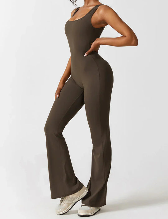 Dames Flared Jumpsuit met V-Rug – Shaping & Comfort voor Elke Dag