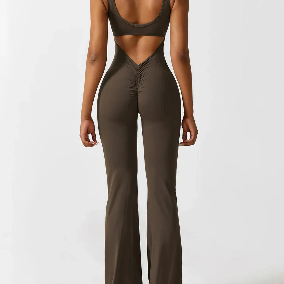 Dames Flared Jumpsuit met V-Rug – Shaping & Comfort voor Elke Dag