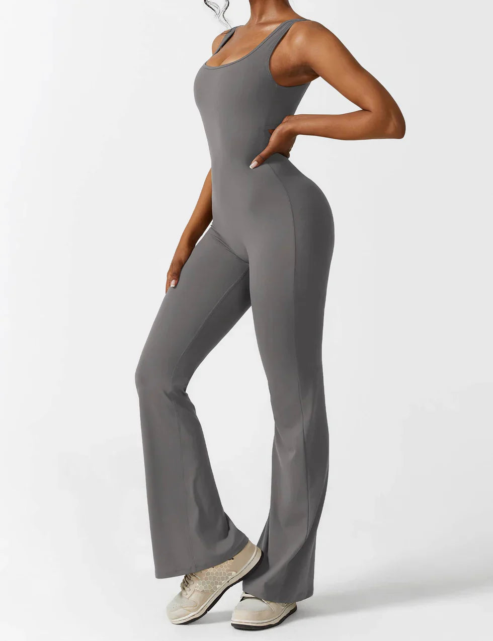 Dames Flared Jumpsuit met V-Rug – Shaping & Comfort voor Elke Dag