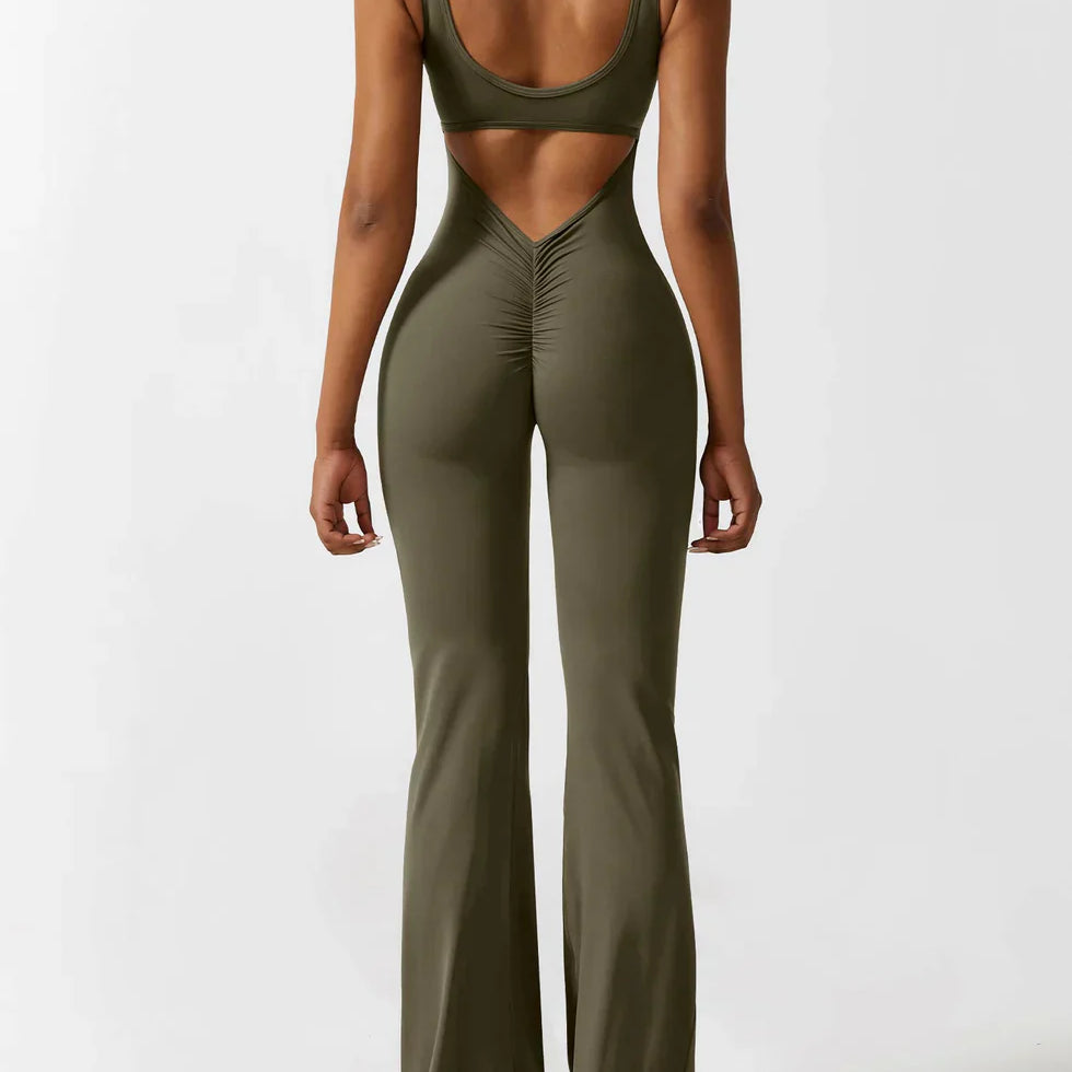 Dames Flared Jumpsuit met V-Rug – Shaping & Comfort voor Elke Dag