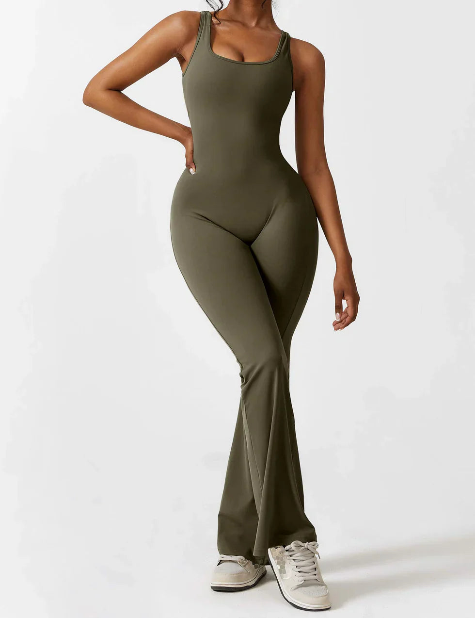 Dames Flared Jumpsuit met V-Rug – Shaping & Comfort voor Elke Dag