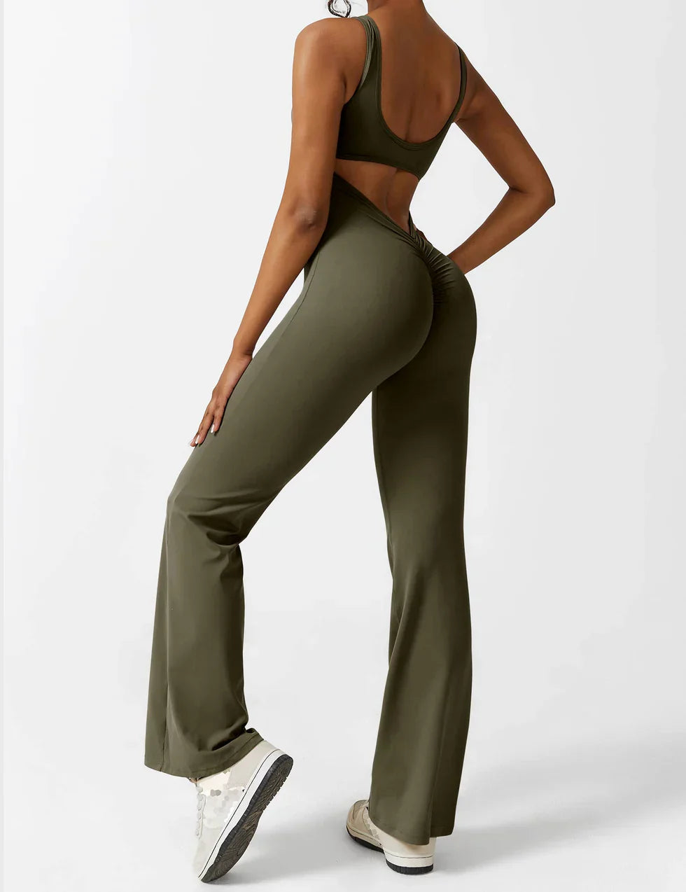 Dames Flared Jumpsuit met V-Rug – Shaping & Comfort voor Elke Dag