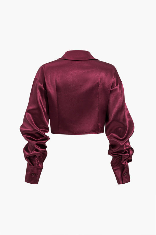 Valetta - Tijdloze Satijnen Twist Dames Langemouwen Shirt