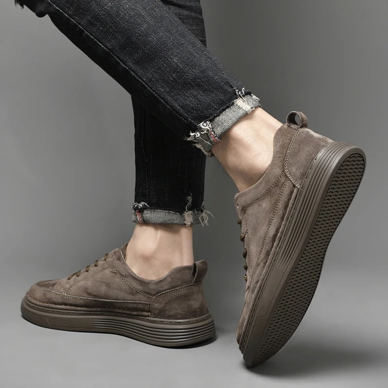 Heren Casual Veterschoenen met Contrast Zool en Verhoogde Stiksels
