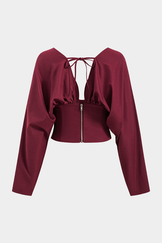 Kyra - Stijlvol Rugloos Gerimpeld Dames Langemouwen Shirt