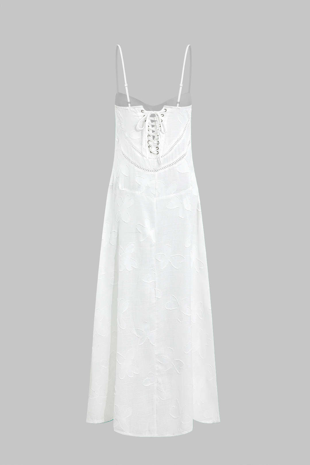 Bloemen Textuur Gevlochten Tie Back Slip Maxi Jurk