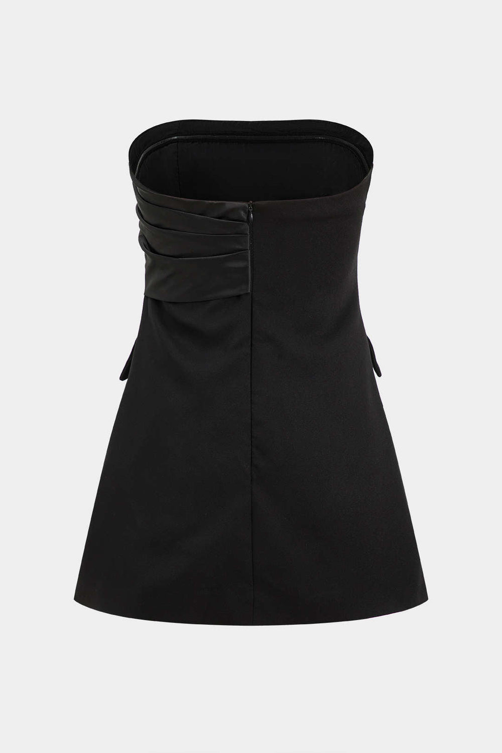 Satijnen Knop Flapzak Strapless Mini Jurk