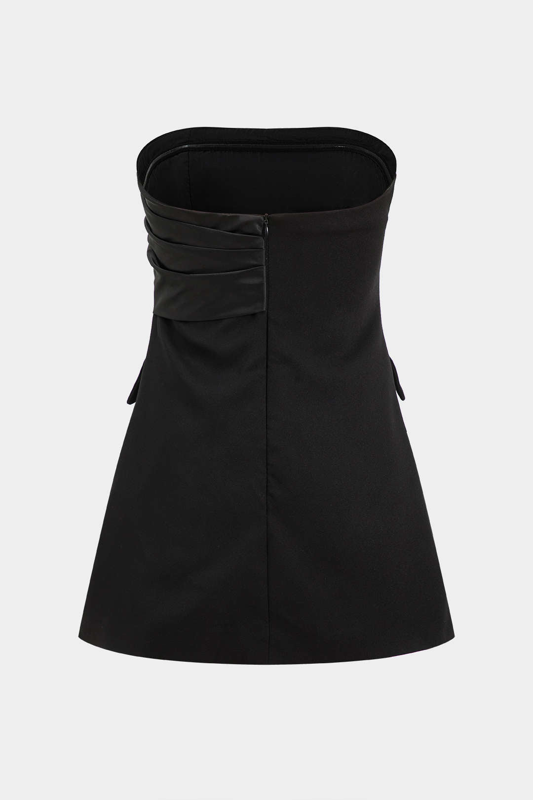 Satijnen Knop Flapzak Strapless Mini Jurk