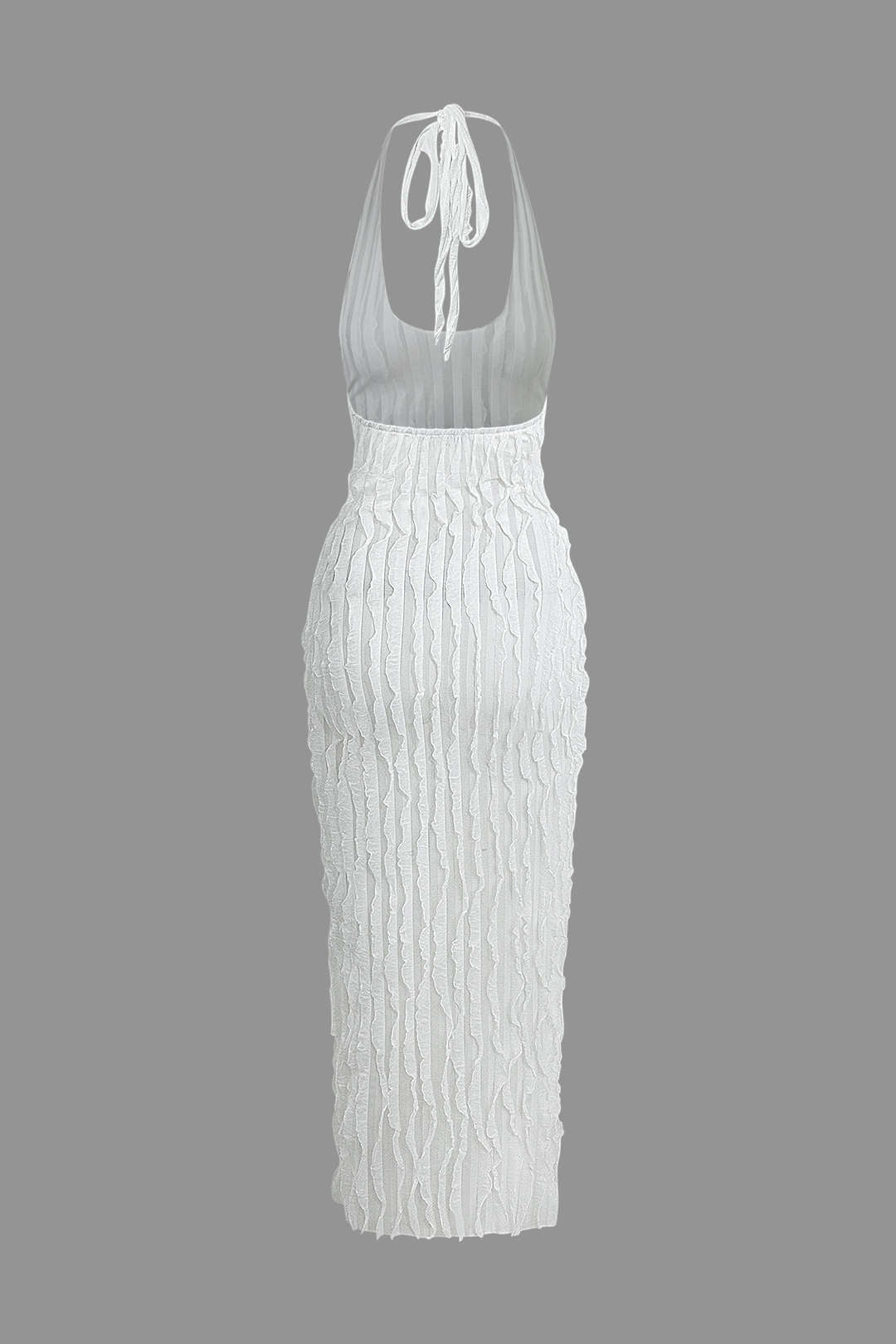 Doorzichtig Rimpel Textuur Halter Rugloze Maxi Jurk