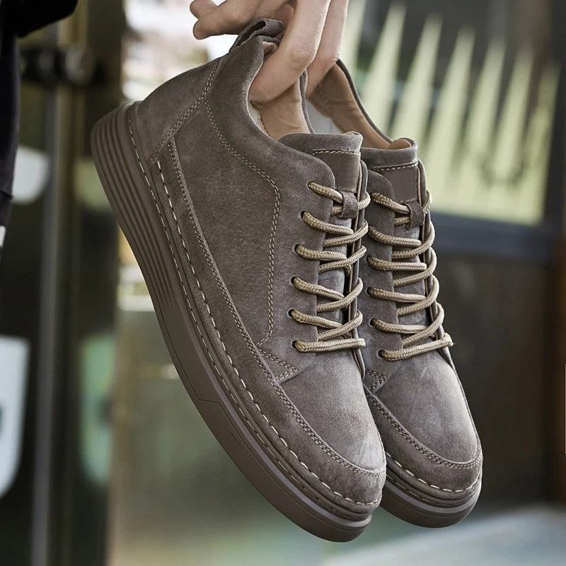 Heren Casual Veterschoenen met Contrast Zool en Verhoogde Stiksels