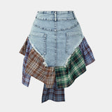Asymmetrische Patchwork Denim Minirok