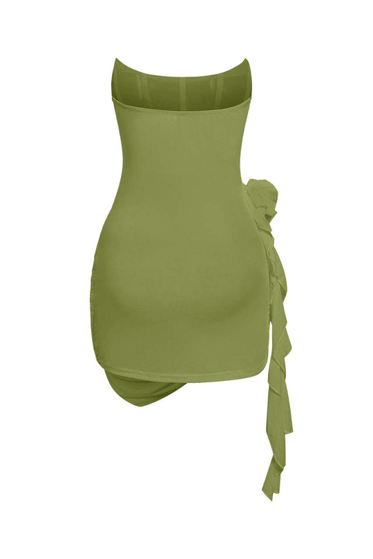 3D Bloemen Rimpel Corset Mini Jurk