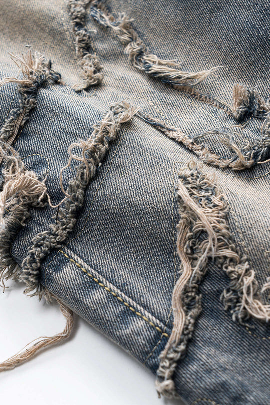 Letter Borduurden Denim Gewassen Knop Pocket Jeans