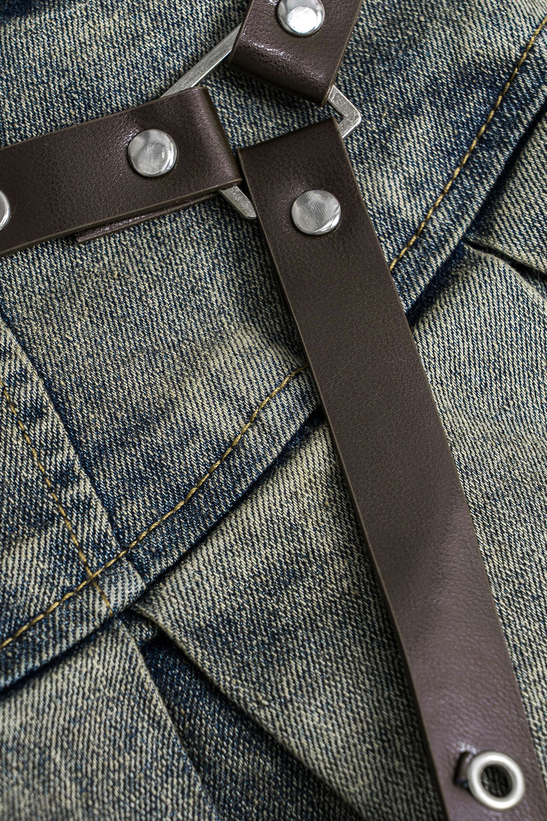 Denim Hoge Taille Patchwork Rok