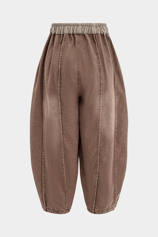 Denim Vervaagde Brede Pijpen Barrel Jeans