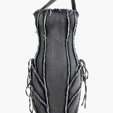Asymmetrische Franje Denim Mini Jurk